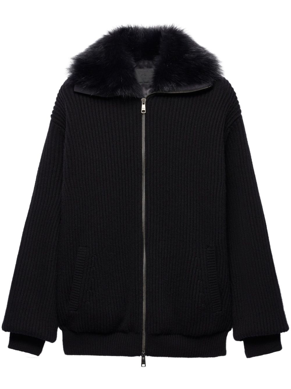 faux-fur collar cardigan - 1