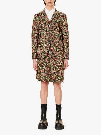 UNDERCOVER Floral-pattern jacquard-texture woven-blend mini skirt outlook