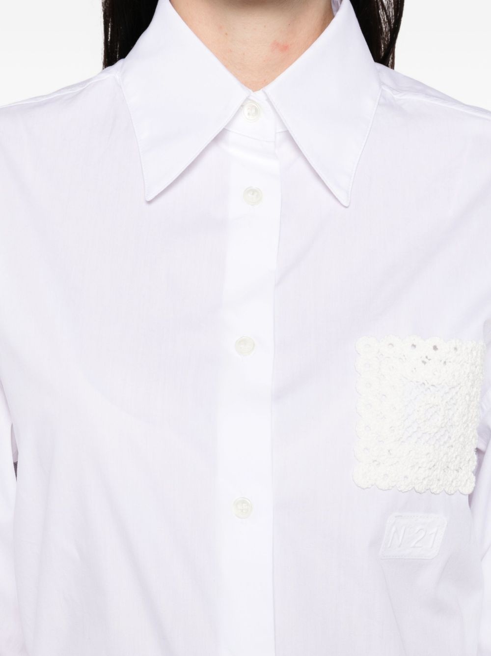 lace-pocket cotton shirt - 5