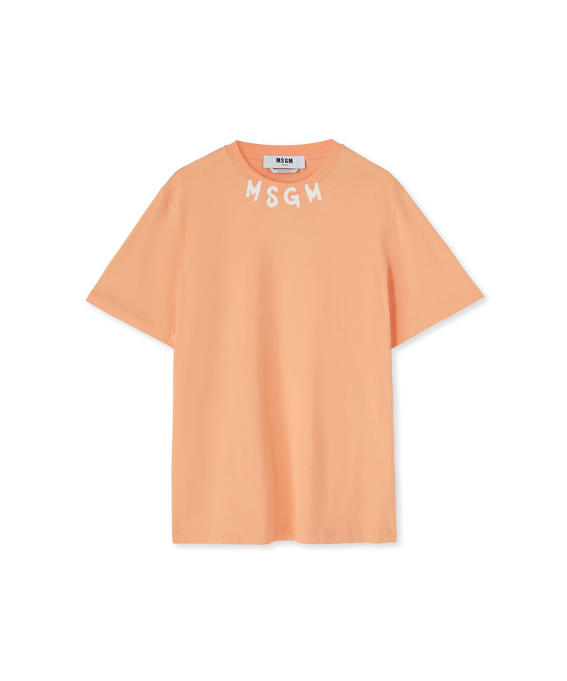 MSGM Cotton crewneck t-shirt with brushed MSGM logo at the neckline outlook