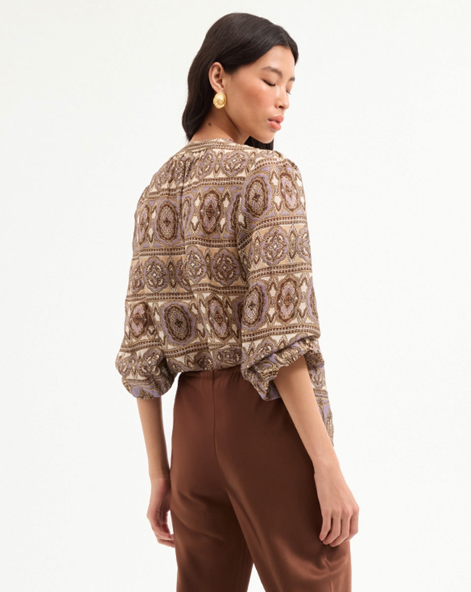 ASHLYNN SILK-LINEN BLOUSE - 4