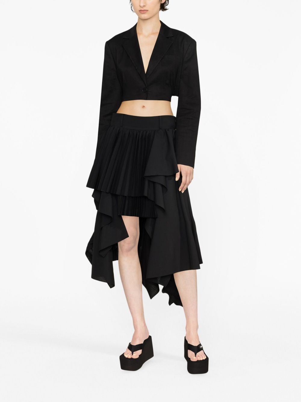 asymmetric pleated skirt - 2