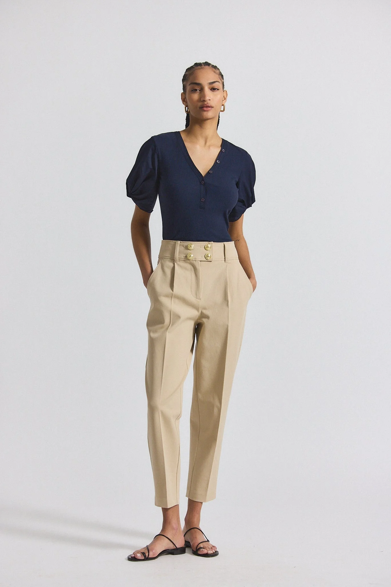 LEONIE PLEATED TAPERED PANT - 1