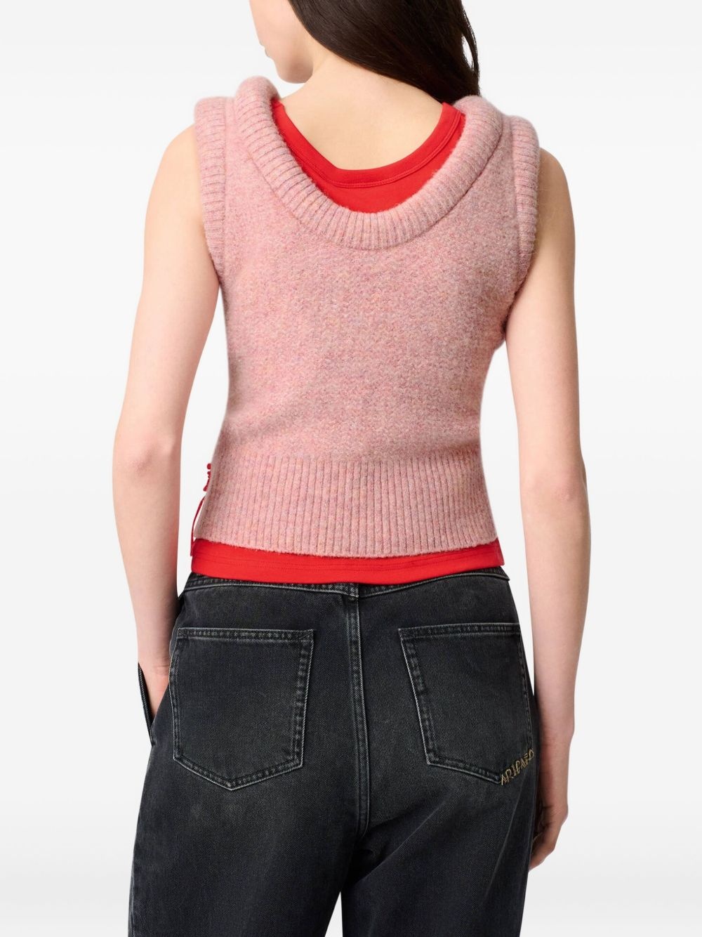 Anna ribbed-hem cropped sleeveless vest - 4