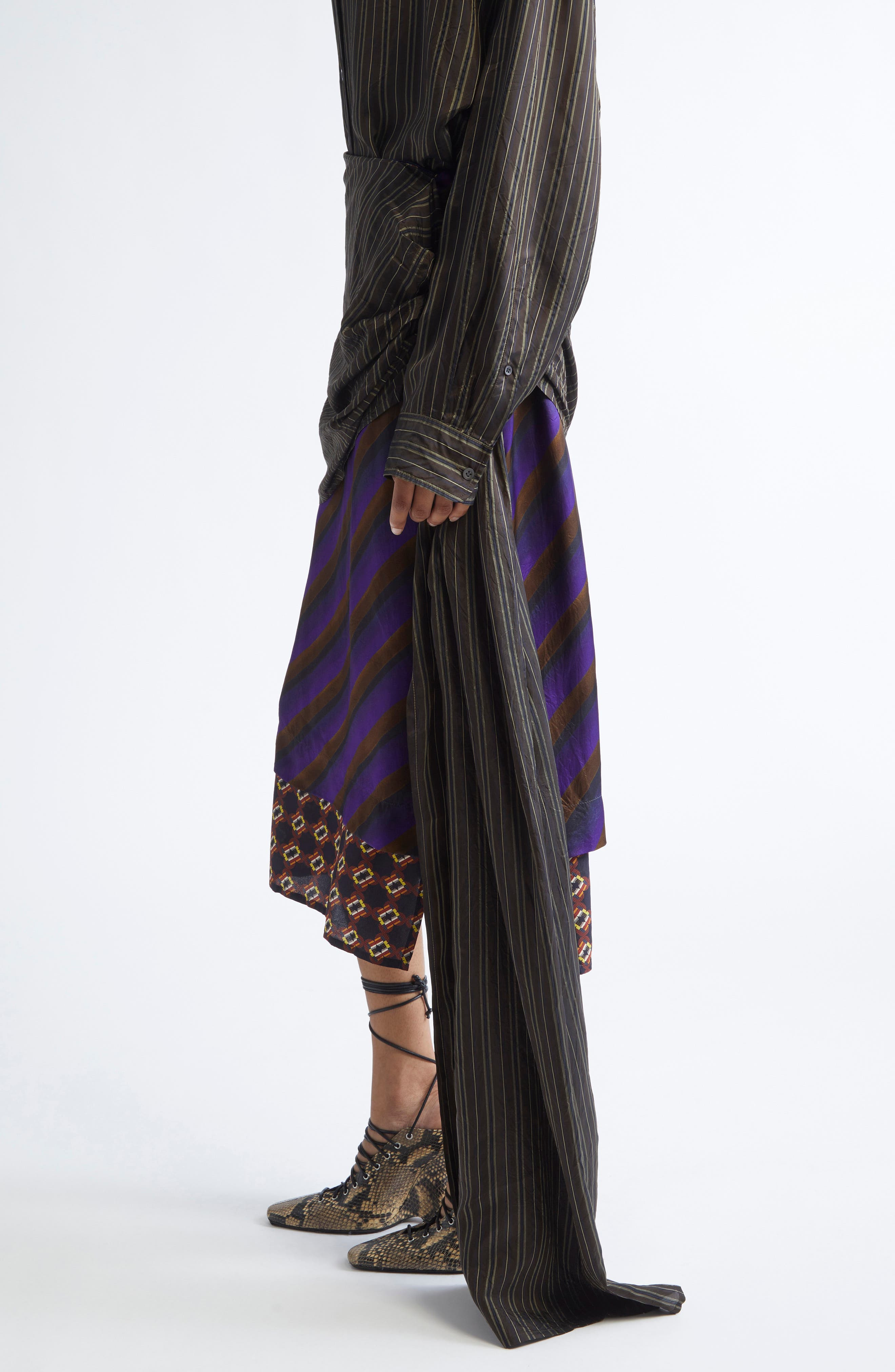 Dries Van Noten Senice Mixed Print Midi Skirt in Purple at Nordstrom - 4