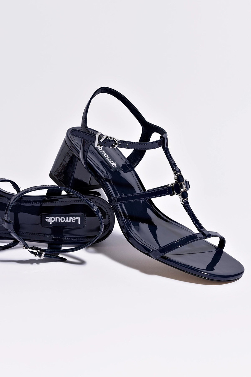 Hana Block In Navy Patent Leather 6