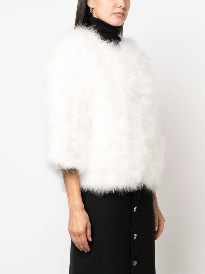 straight-hem feather jacket - 4