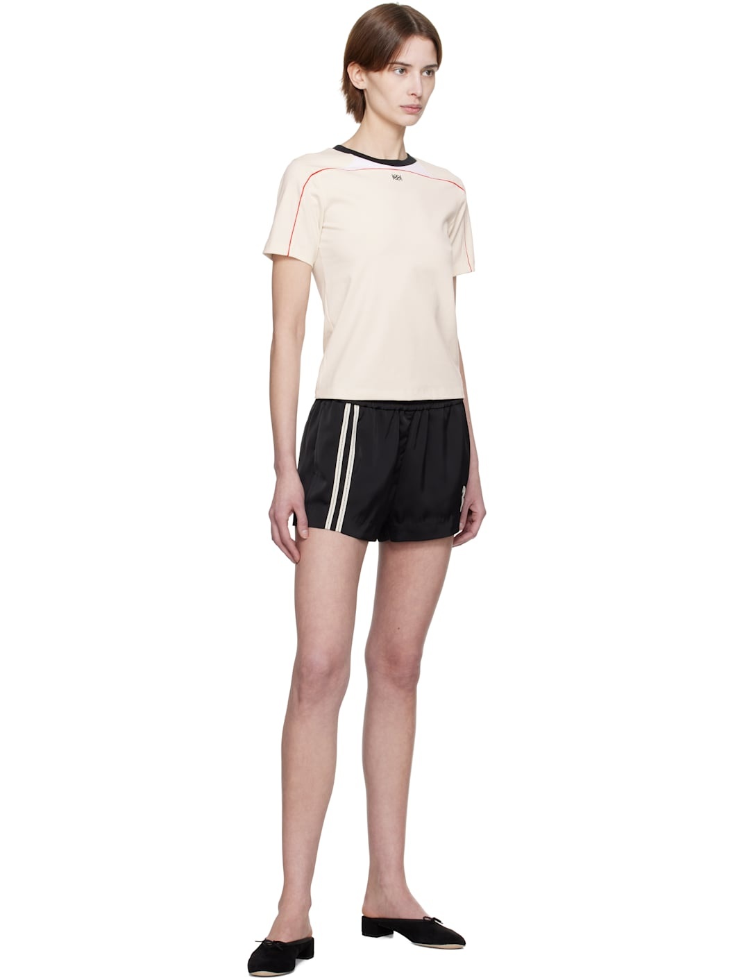 Black Line Satin Shorts - 4
