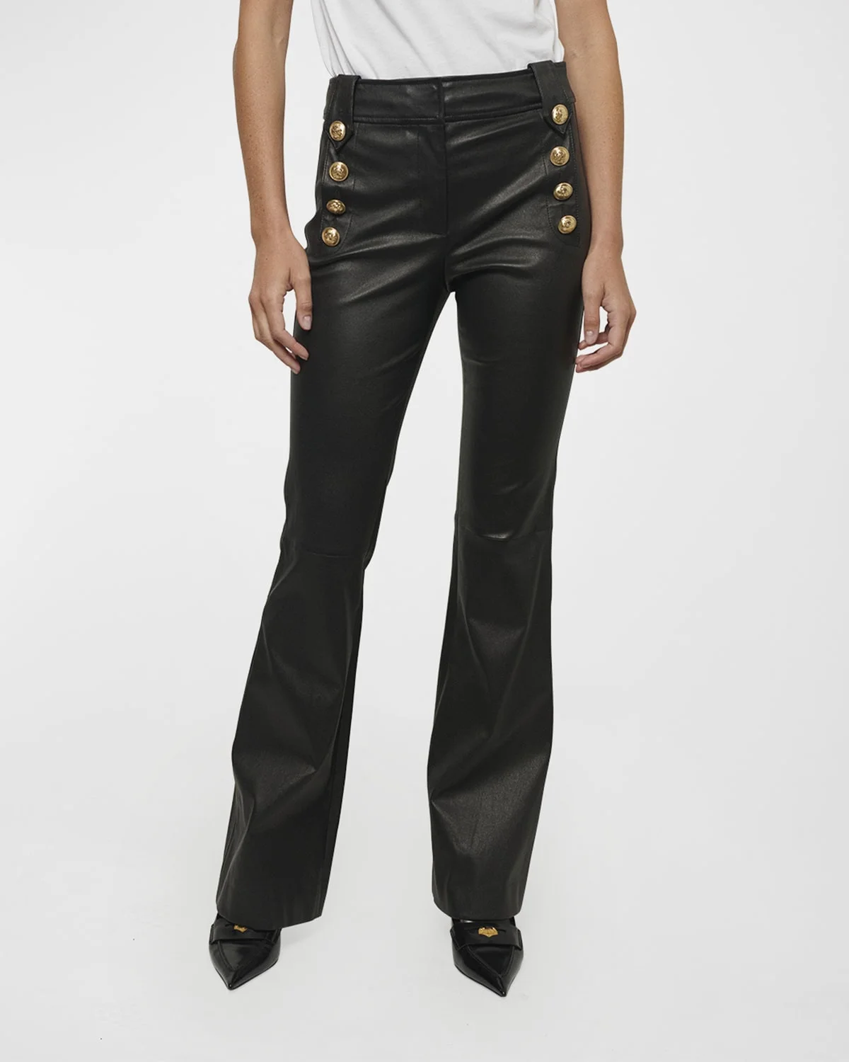 Robertson Flared Leather Sailor Trousers - 1