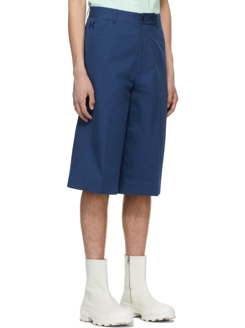 Blue Gabardine Casual Shorts 2