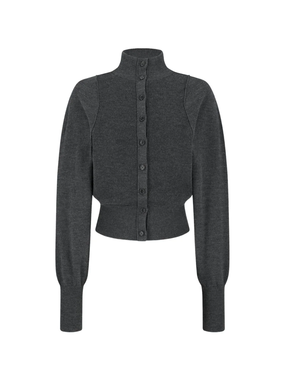 Blocking Button Up ribbed-knit wool cardigan - 1
