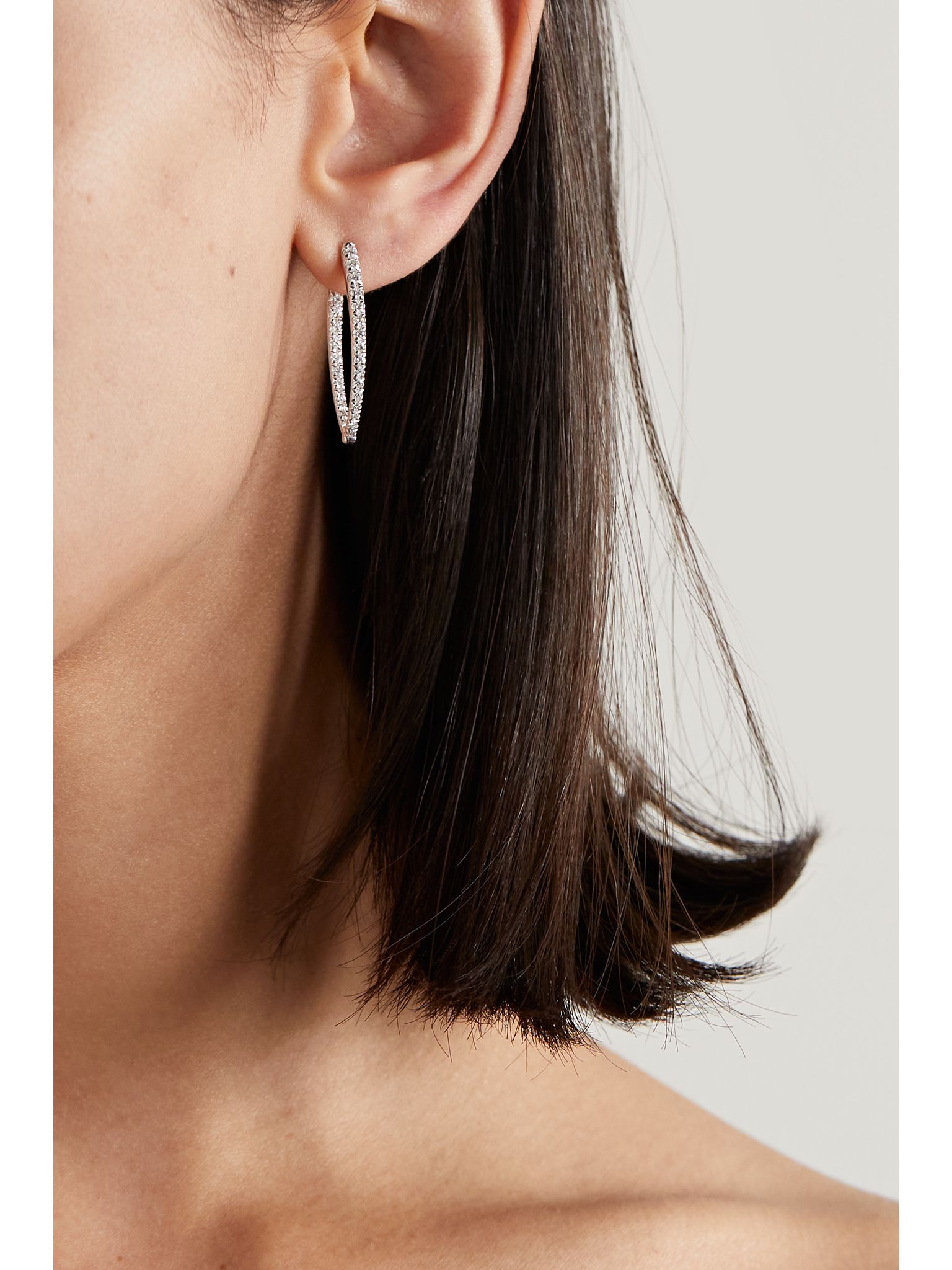 Cristina medium 18-karat white gold diamond earrings Gold - 2