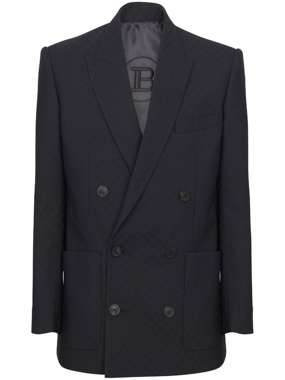 monogram-jacquard wool blazer - 1