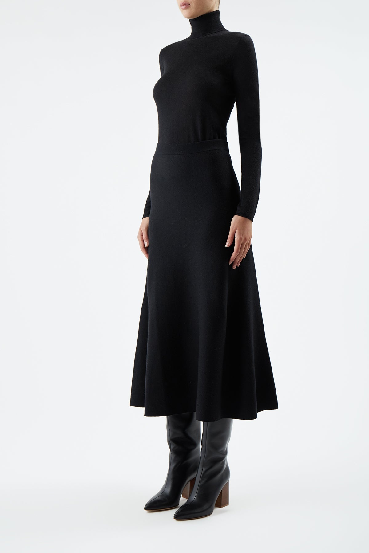 Freddie Skirt in Black Cashmere Wool - 3