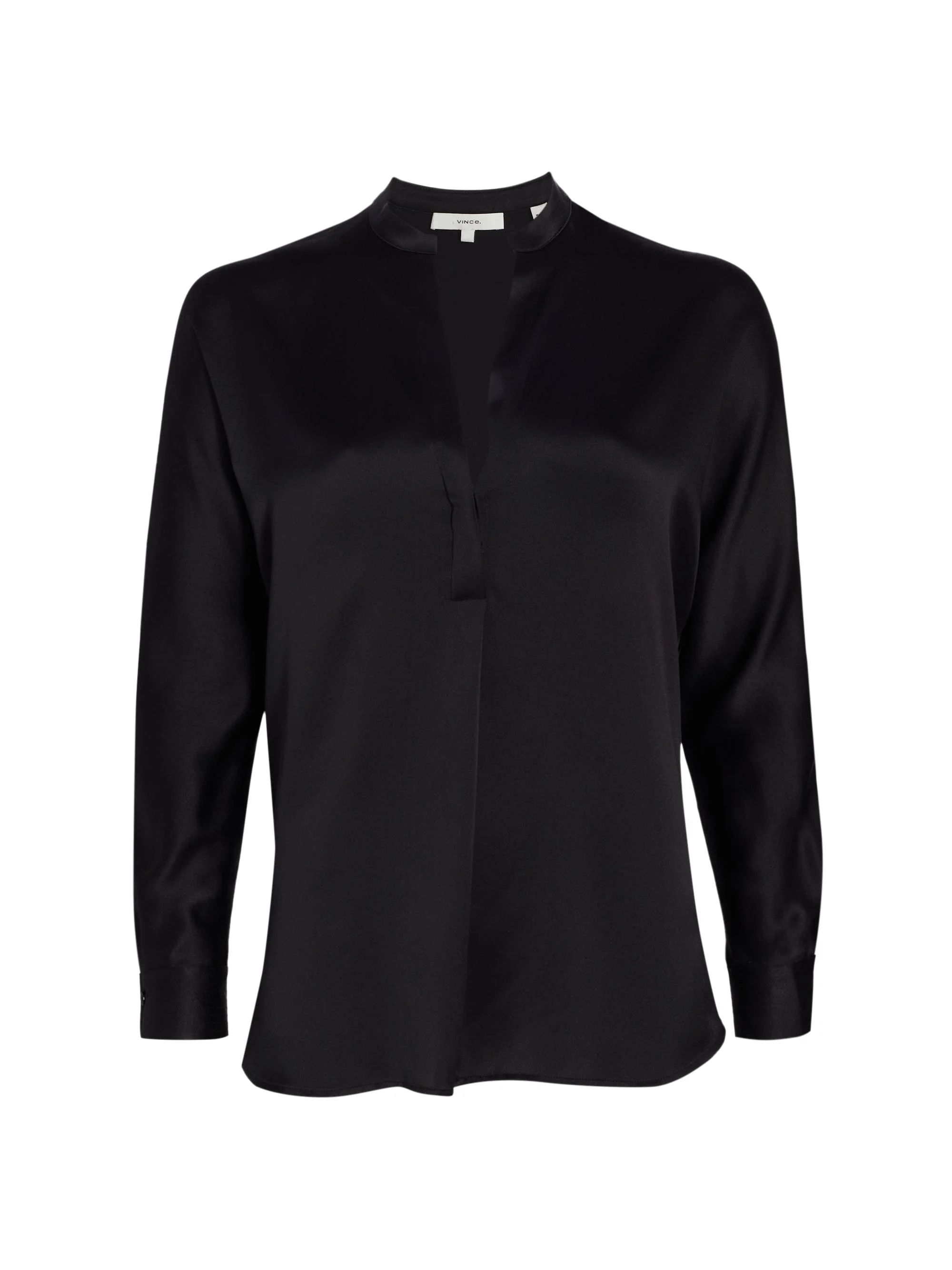 Women's Silk Long-Sleeve Blouse - Black - 1