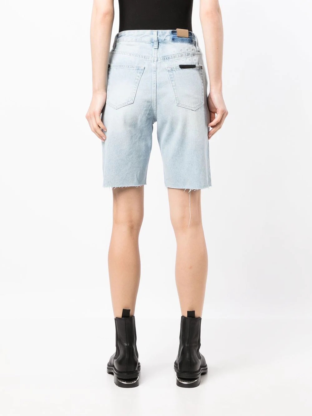 longline distressed denim shorts - 4