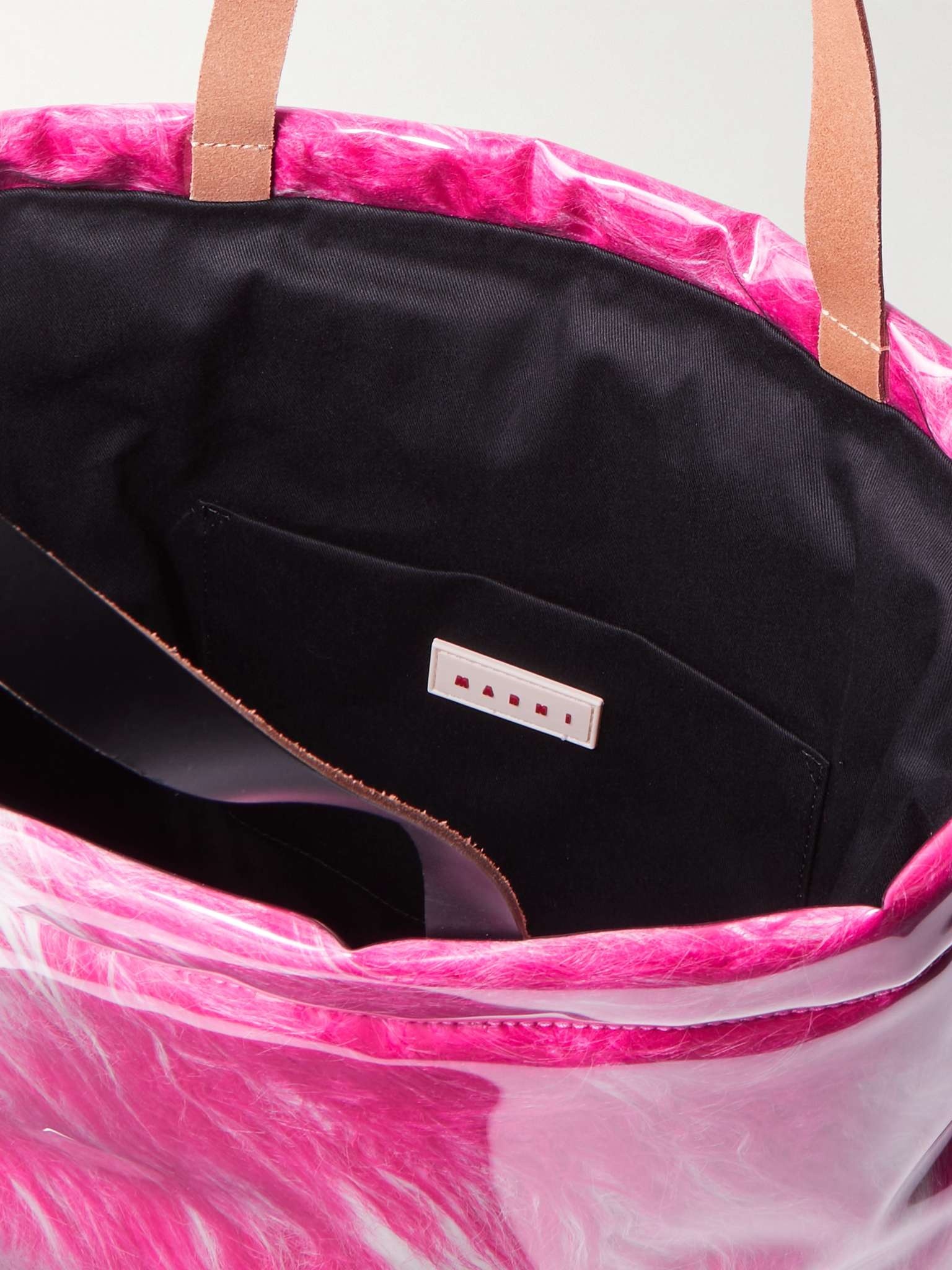 Leather-Trimmed Faux Fur and PVC Tote Bag - 3