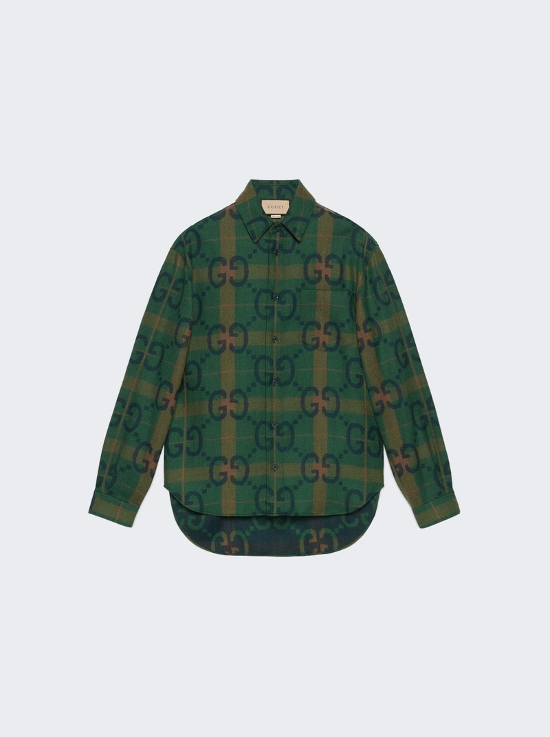 Jumbo GG check wool shirt - 1