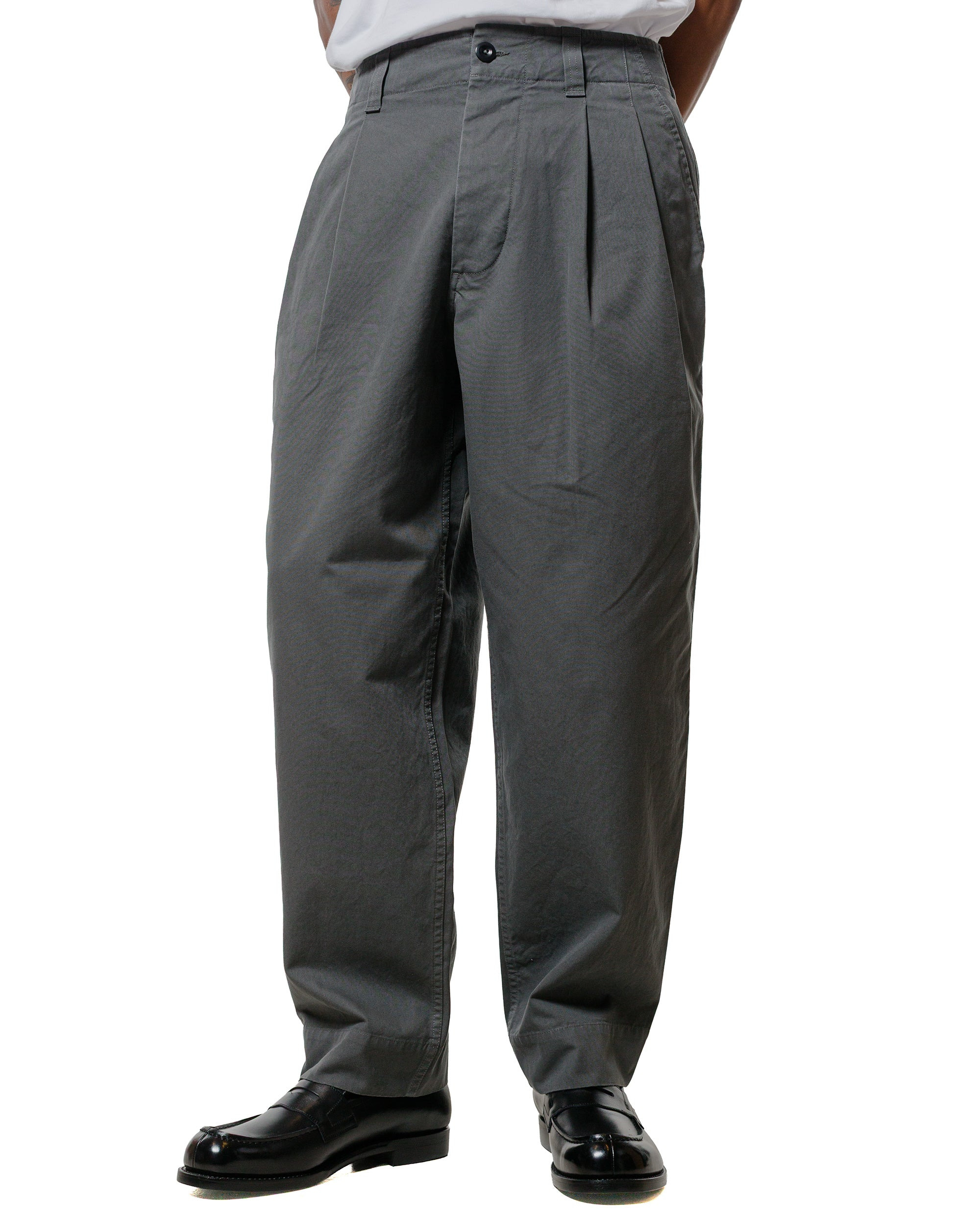 MHL Stitch Pleat Trouser Compact Cotton Canvas Charcoal - 2