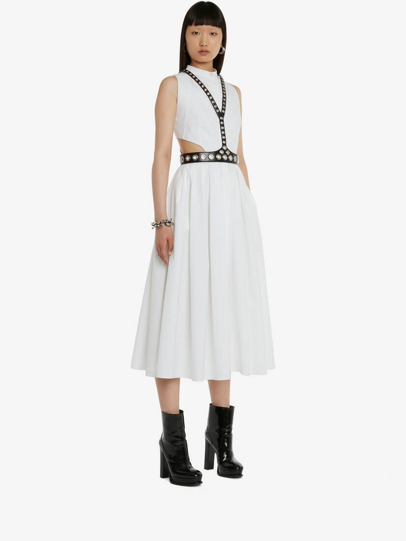 Women's Slashed Sleeveless Dress in Optical White - 3