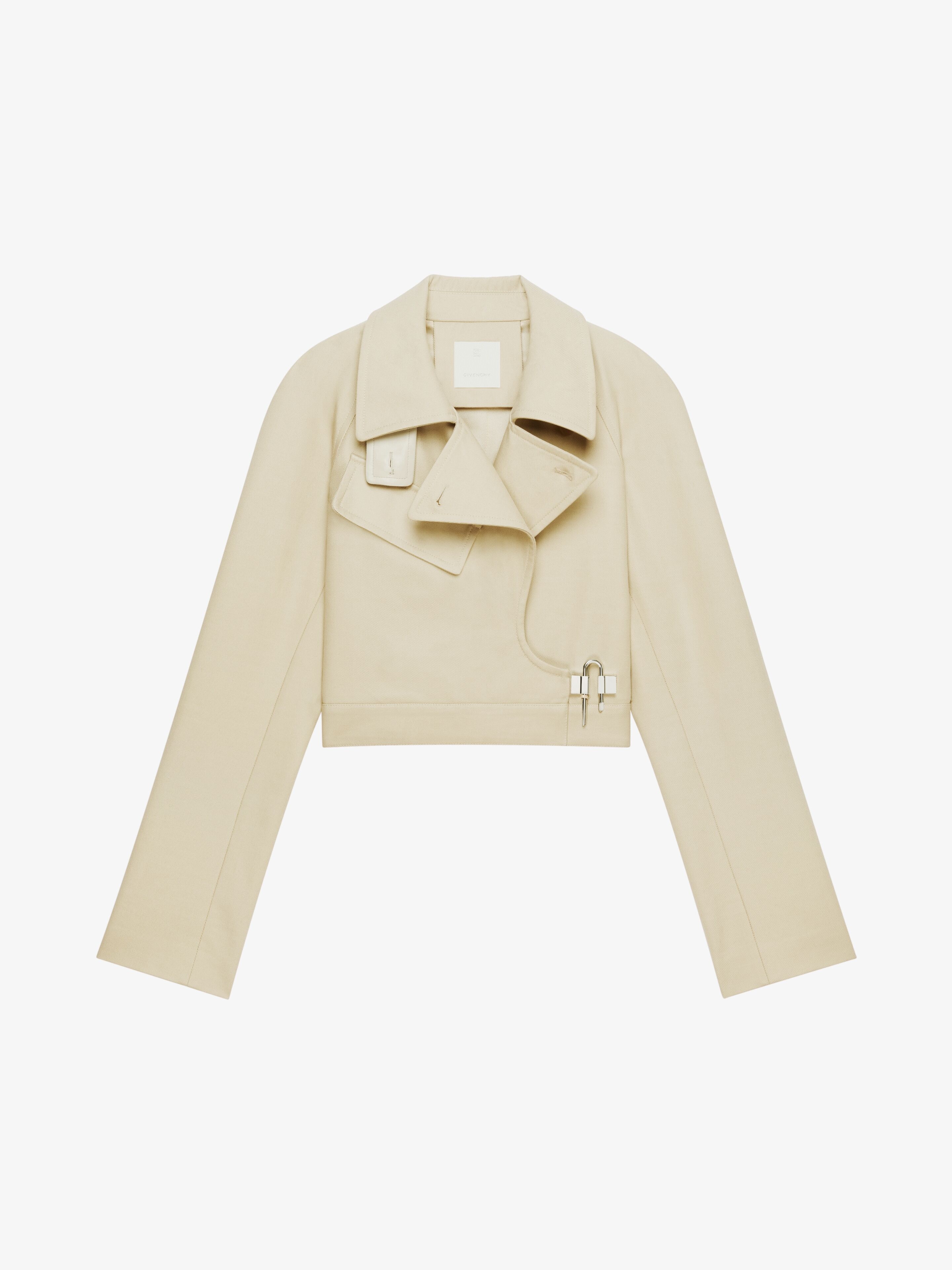 SHORT TRENCH COAT IN COTTON TWILL WITH U-LOCK BUCKLE - 1