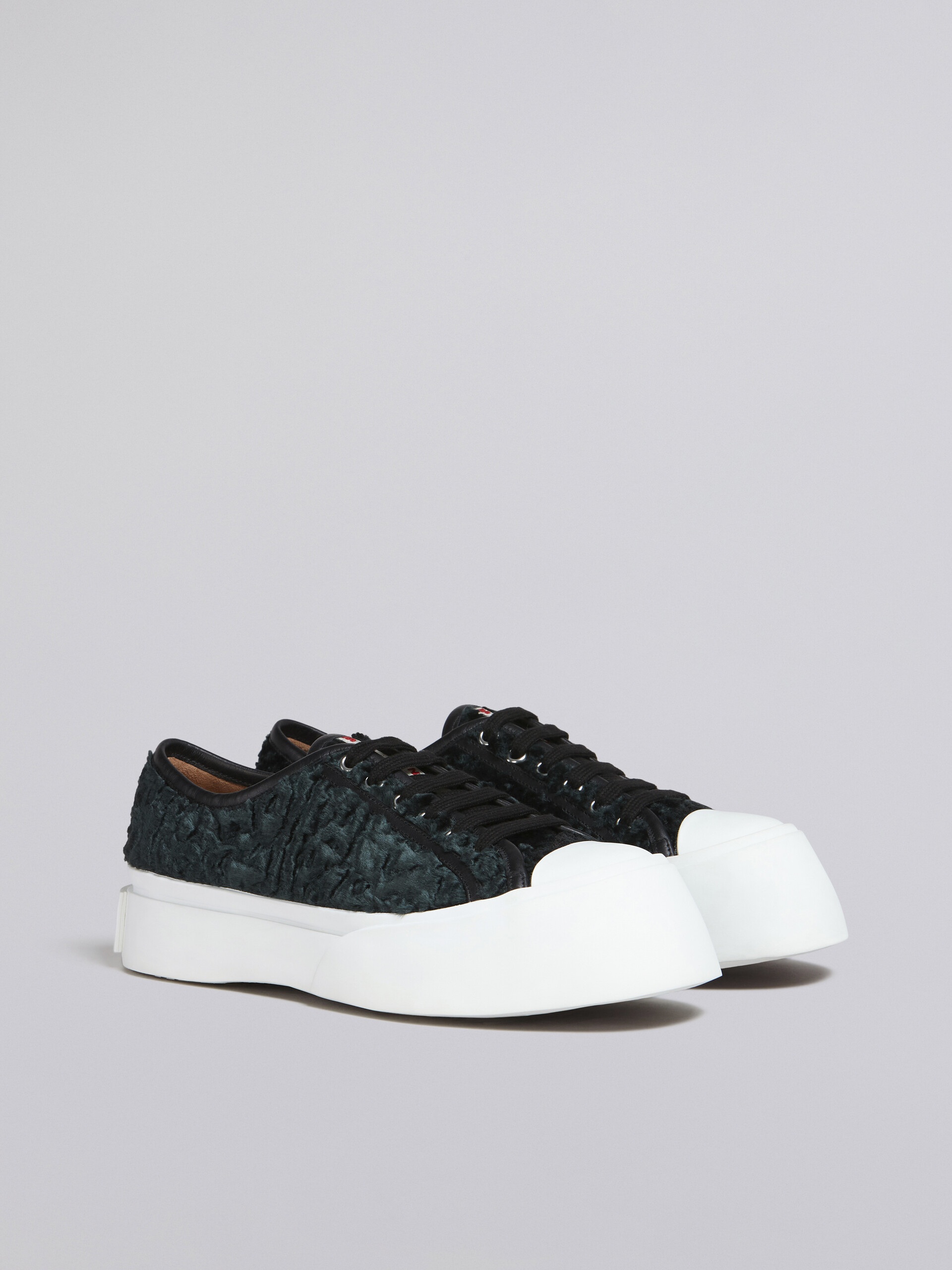 BLACK CURLY FABRIC PABLO LACE-UP SNEAKER - 2