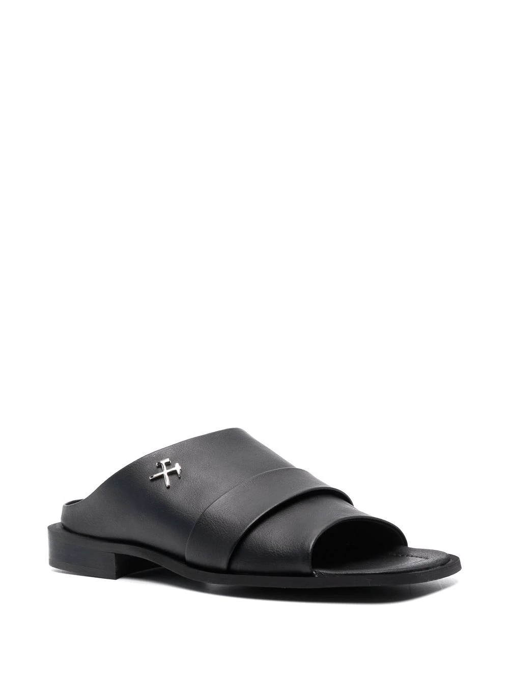 logo-plaque faux-leather sandals - 2