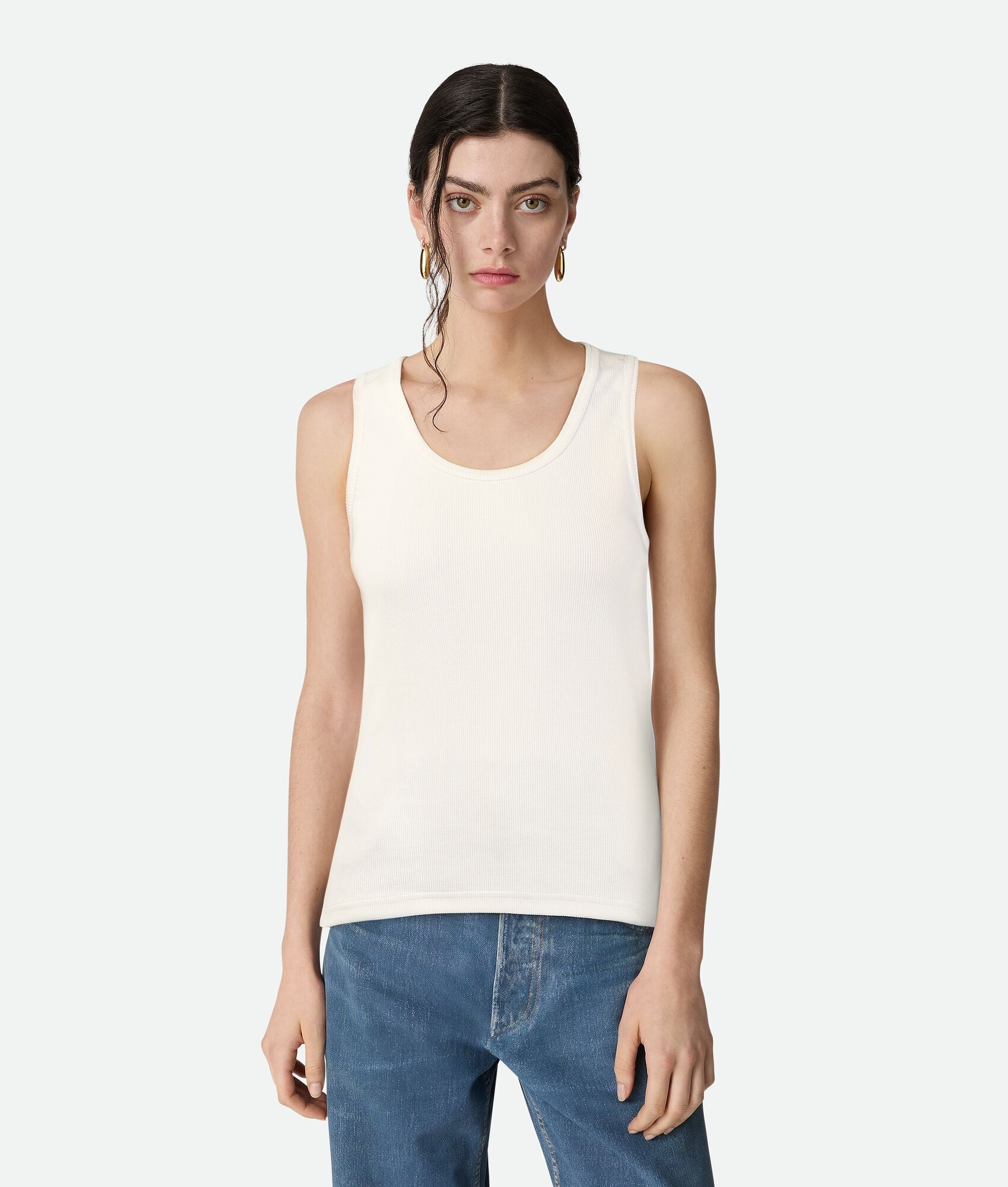 dry stretch ribbed cotton tank top - 1