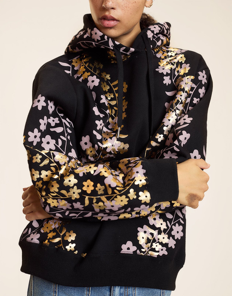 CYNTHIA ROWLEY Gold Foil Hoodie outlook