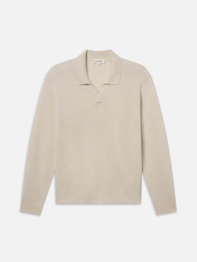 Textured Wool Cashmere Sweater in Warm White 1