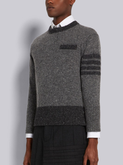 Thom Browne Medium Grey Jersey Stitch Mohair Tweed 4-Bar Pullover outlook