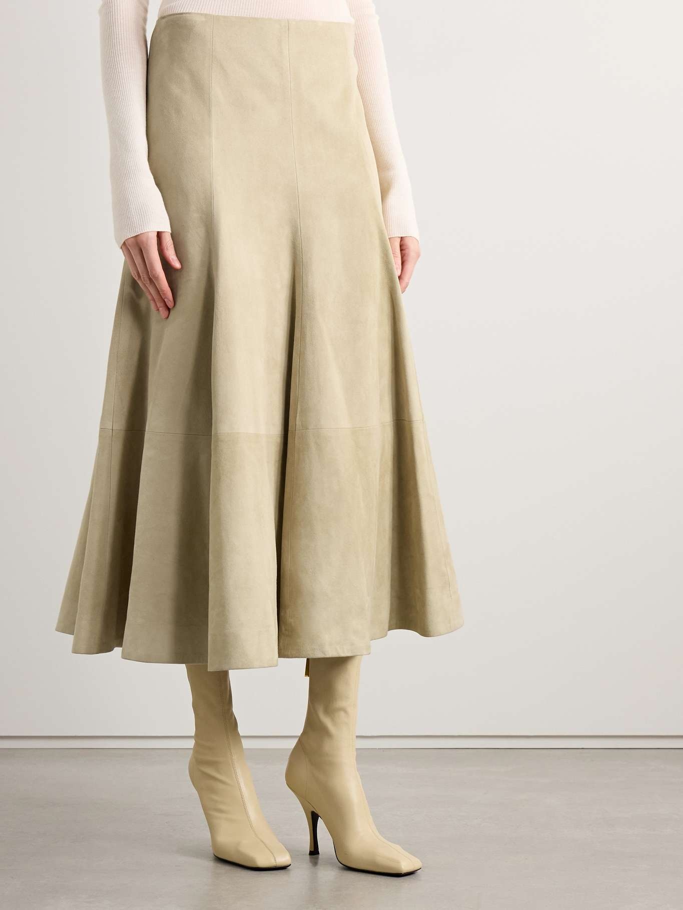 Lenno suede midi skirt Beige - 3