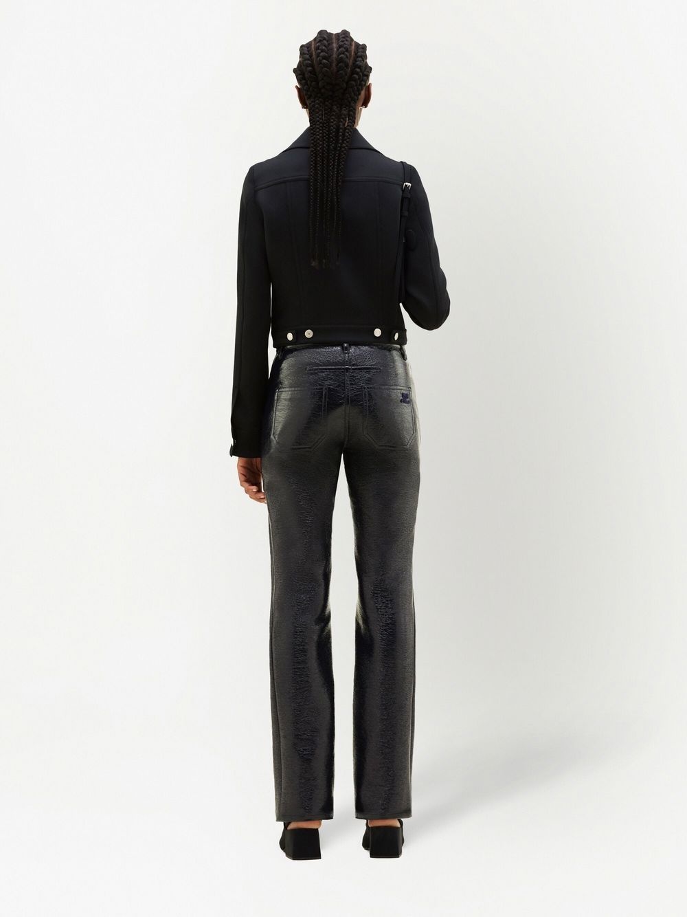 straight-leg vinyl trousers - 4