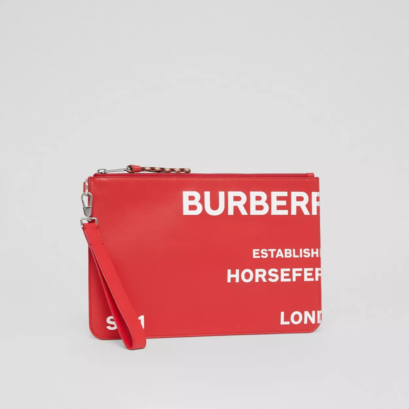 Horseferry Print Leather Zip Pouch 9