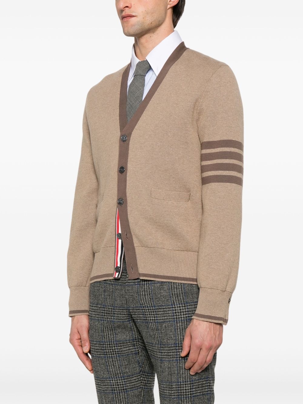4-Bar stripe cotton cardigan - 3