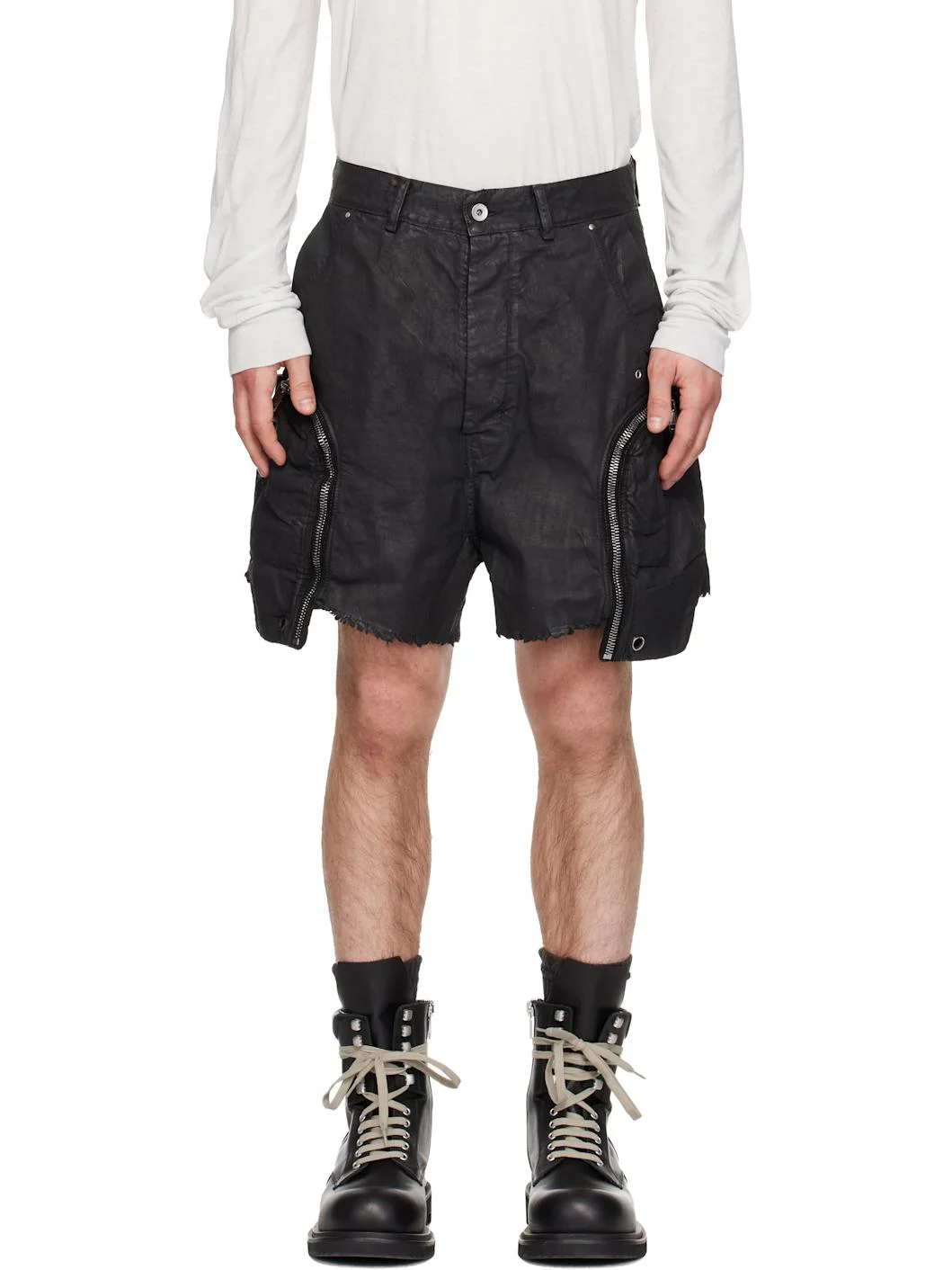 Black Temple Denim Bauhaus Shorts - 1