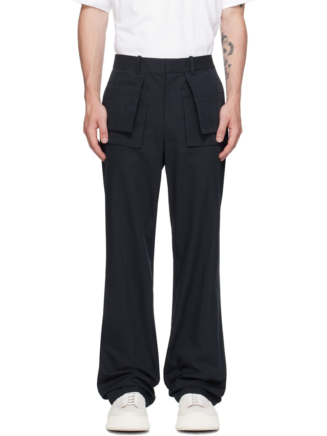 Navy Utility Car Trousers - 1