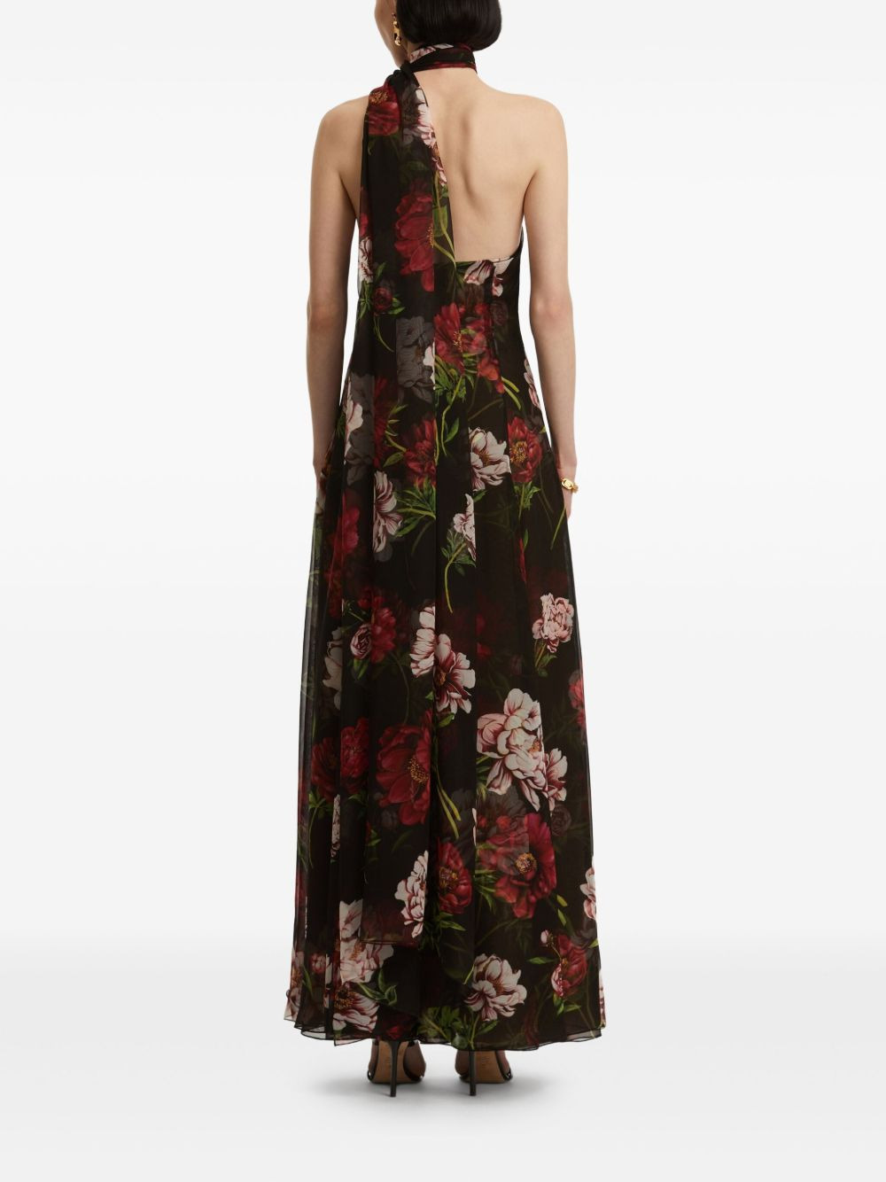 floral-print one-shoulder maxi gown - 4