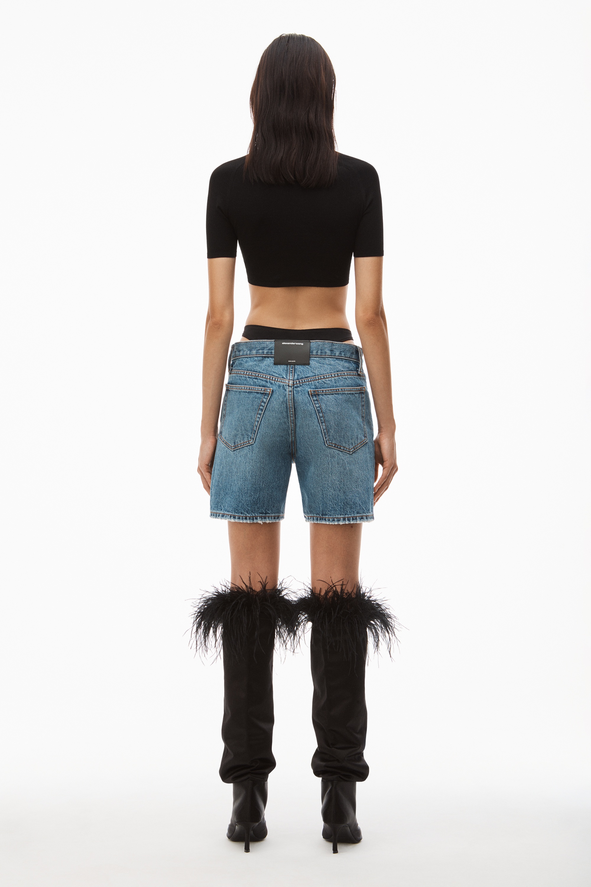 LOW-RISE BIKINI LAYER BOY SHORT IN DENIM - 4