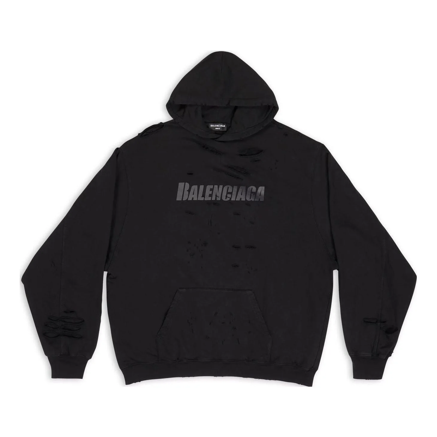 Balenciaga Caps Destroyed Hoodie 'Black' 659403TKVB61781 - 1