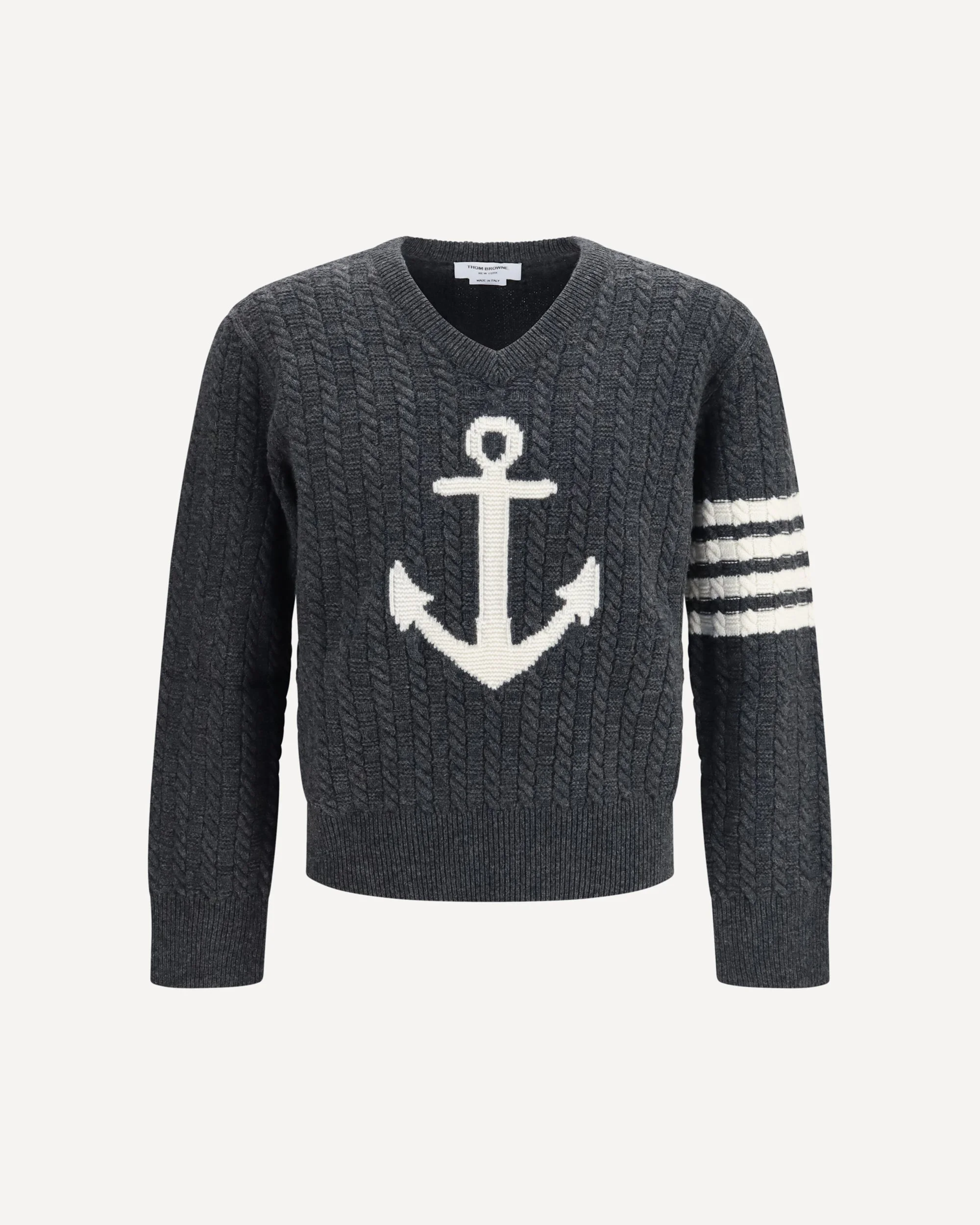 4-Bar merino wool Sweater with Anchor motif - 1