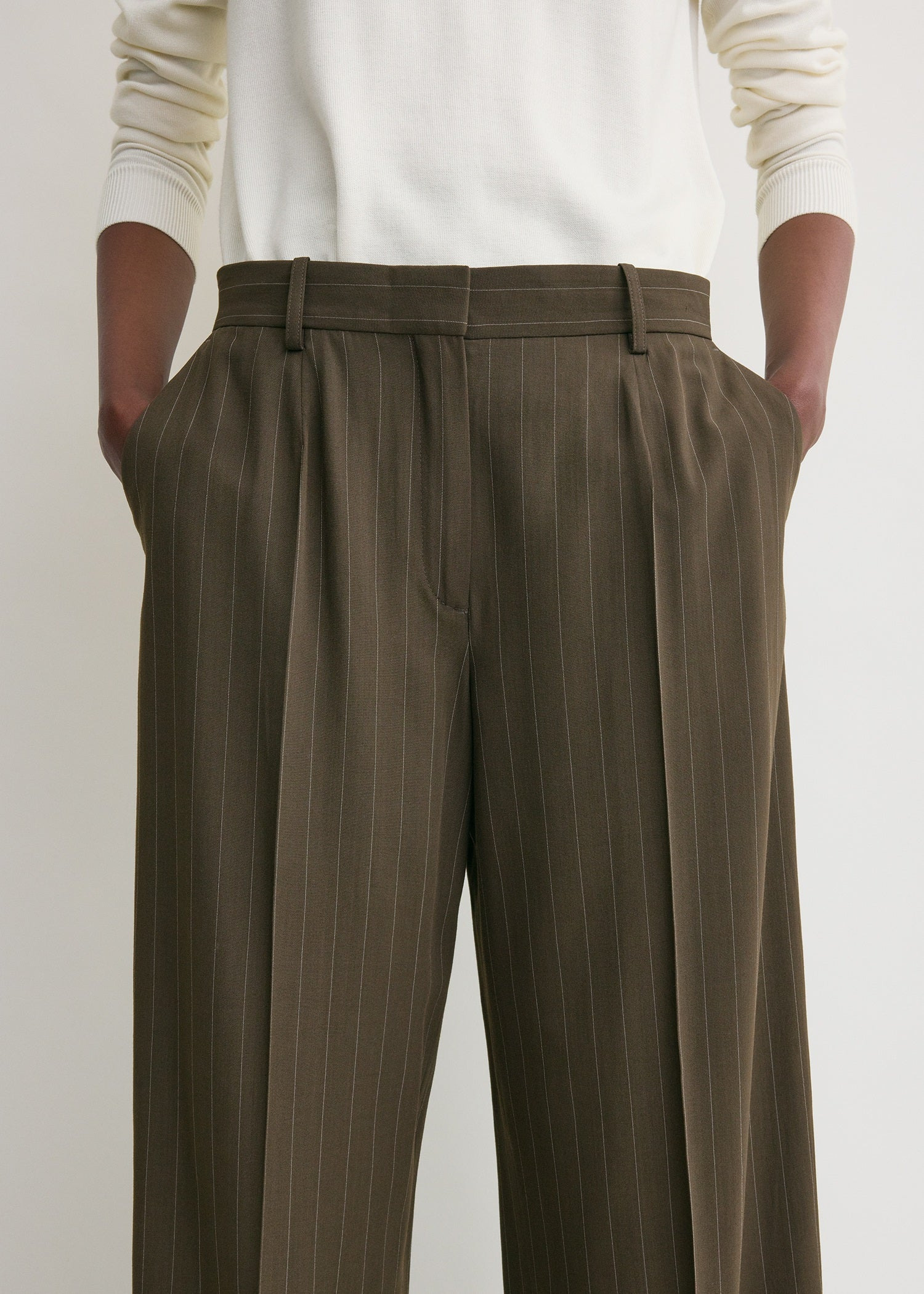 Wide pinstriped trousers pepper - 5