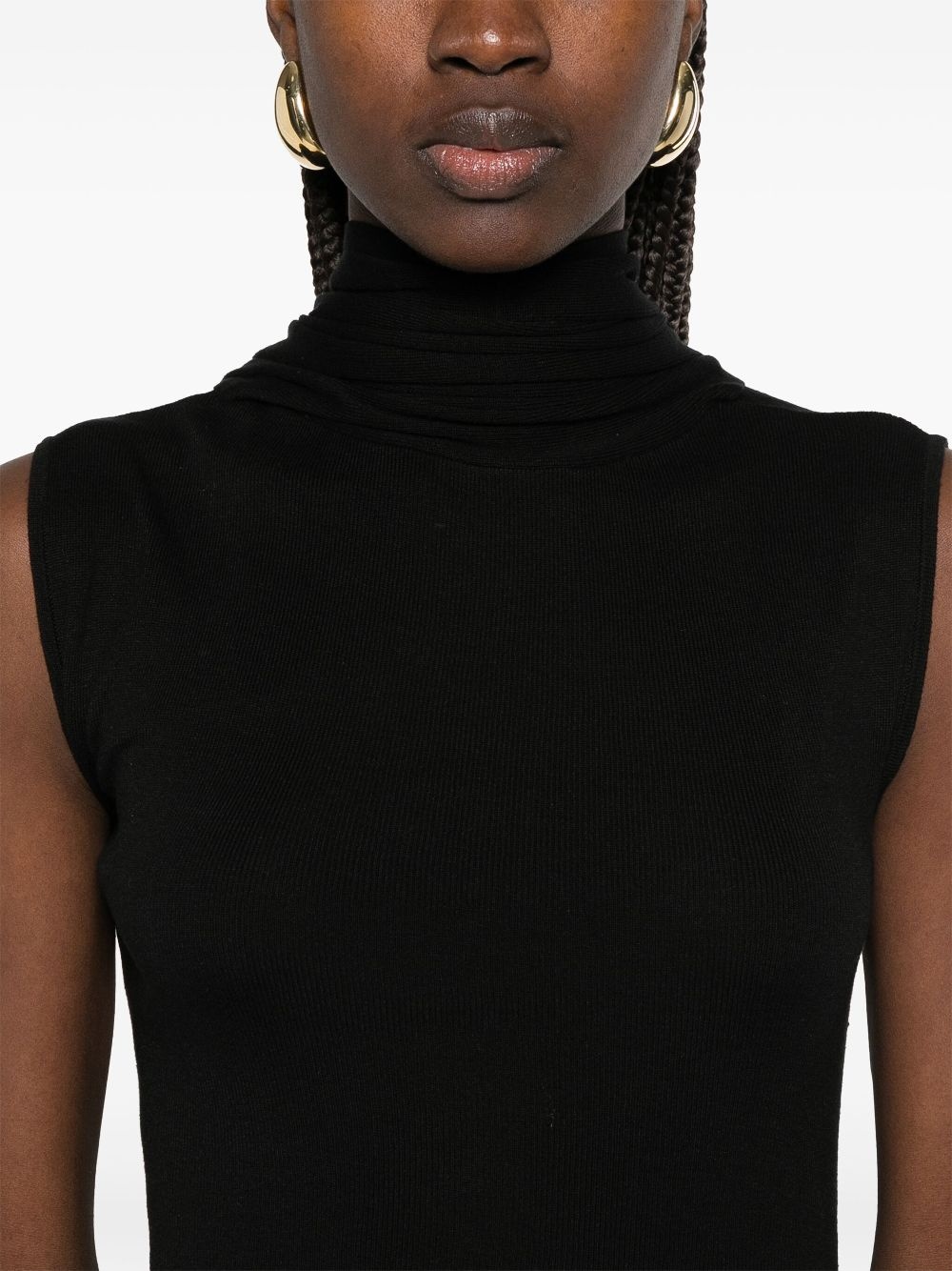 attached-scarf midi dress - 5