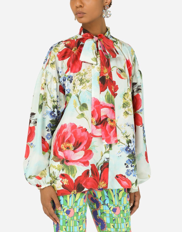 Habotai shirt with pictorial garden print - 4