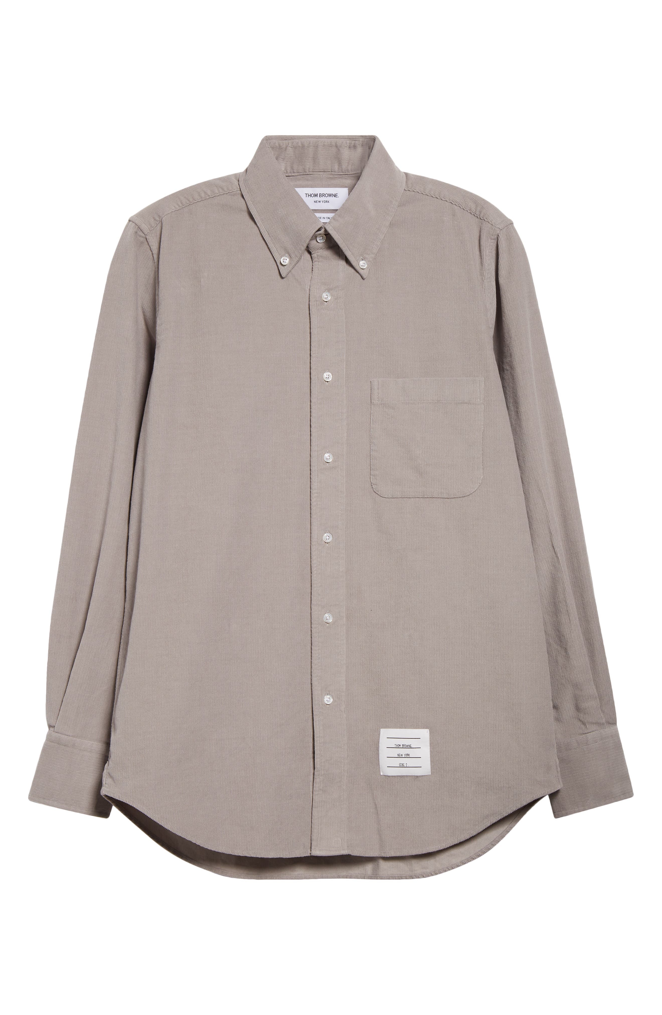 Thom Browne Straight Fit Cotton Corduroy Button-Down Shirt in Light Grey at Nordstrom - 5