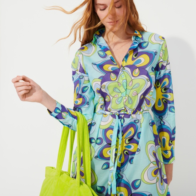 Women Cotton Shirt Dress Kaleidoscope - 8