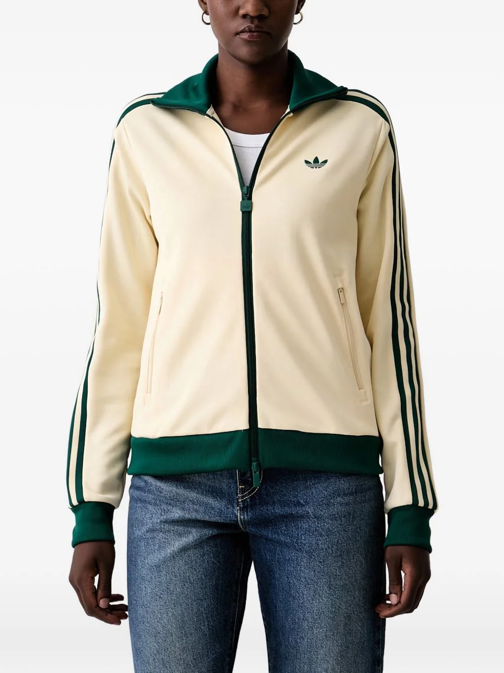logo-embroidered striped track jacket - 1