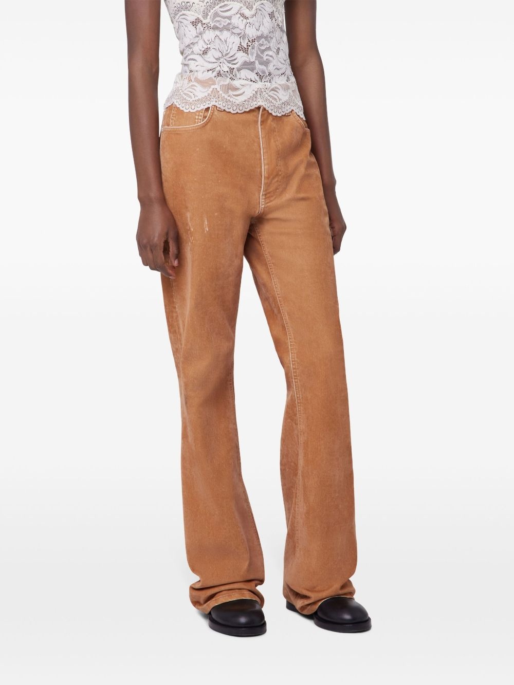 contrast-stitching straight trousers - 3