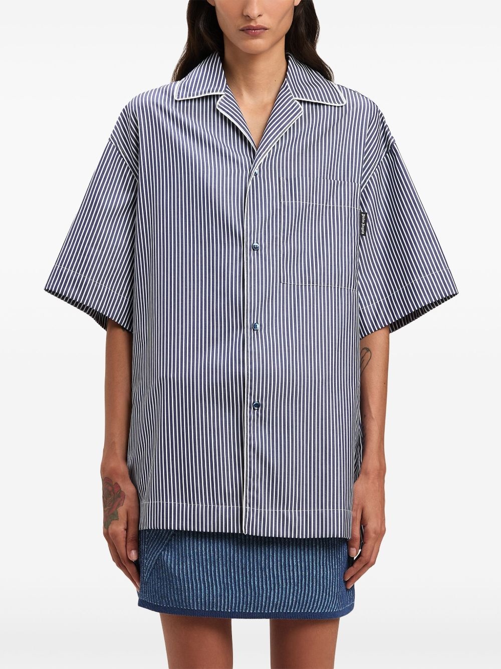 logo-print striped shirt - 3