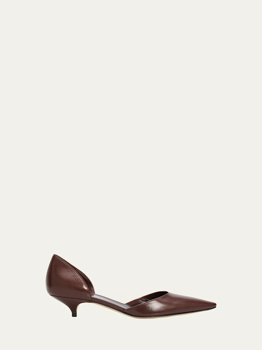 35mm Liisa Leather Kitten-Heel d'Orsay Pumps - 1
